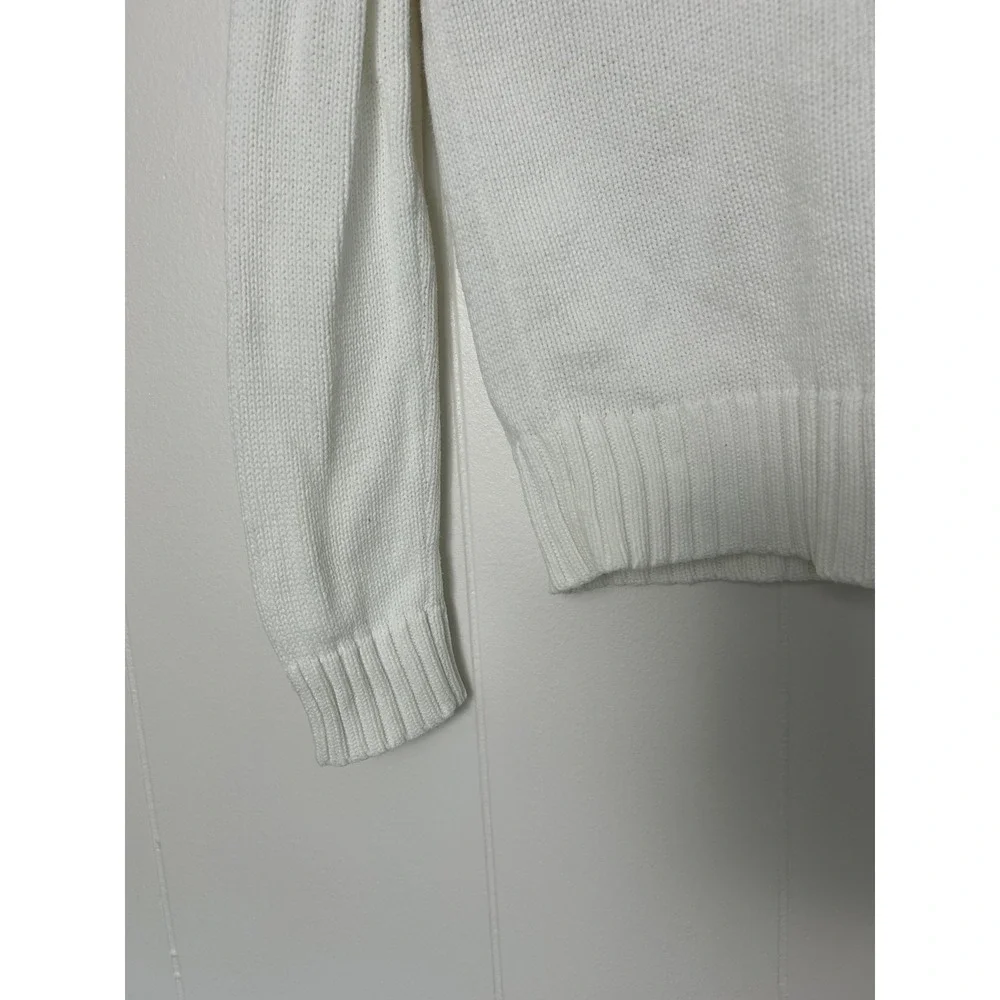 Lauren Ralph Lauren Sweater XS White Cotton Gold Hardware old‎ money equestrian